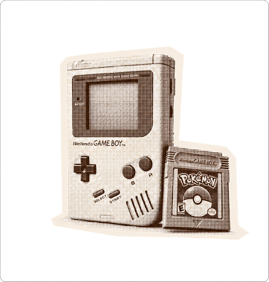 Nintendo Game Boy Classic mit dem Spielmodul Pokémon Rote Edition, freigestellt